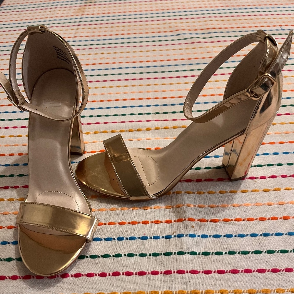 Gold high heels